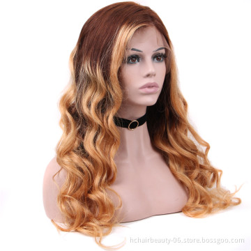 Ombre  Lace Front Wig Body Wave Human Hair Wigs Brazilian Remy Hair 13*4 Lace Frontal Wigs Pre-Plucked With Baby Hair For Women